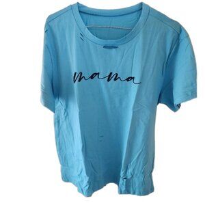 Fisoew New Women's Mama Letter Print Distressed T-Shirt